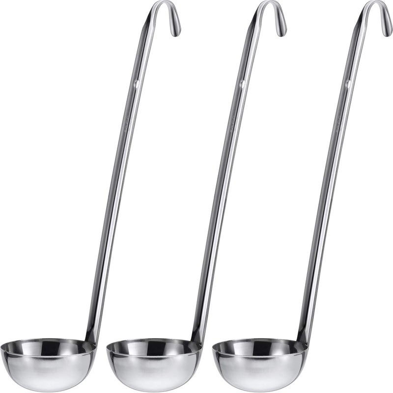 meekoo 3 Pieces Stainless Steel Ladle Soup Handle Ladle with Pouring Rim for Kitchen Cooking Soup Sauce(2 oz) - Image 1